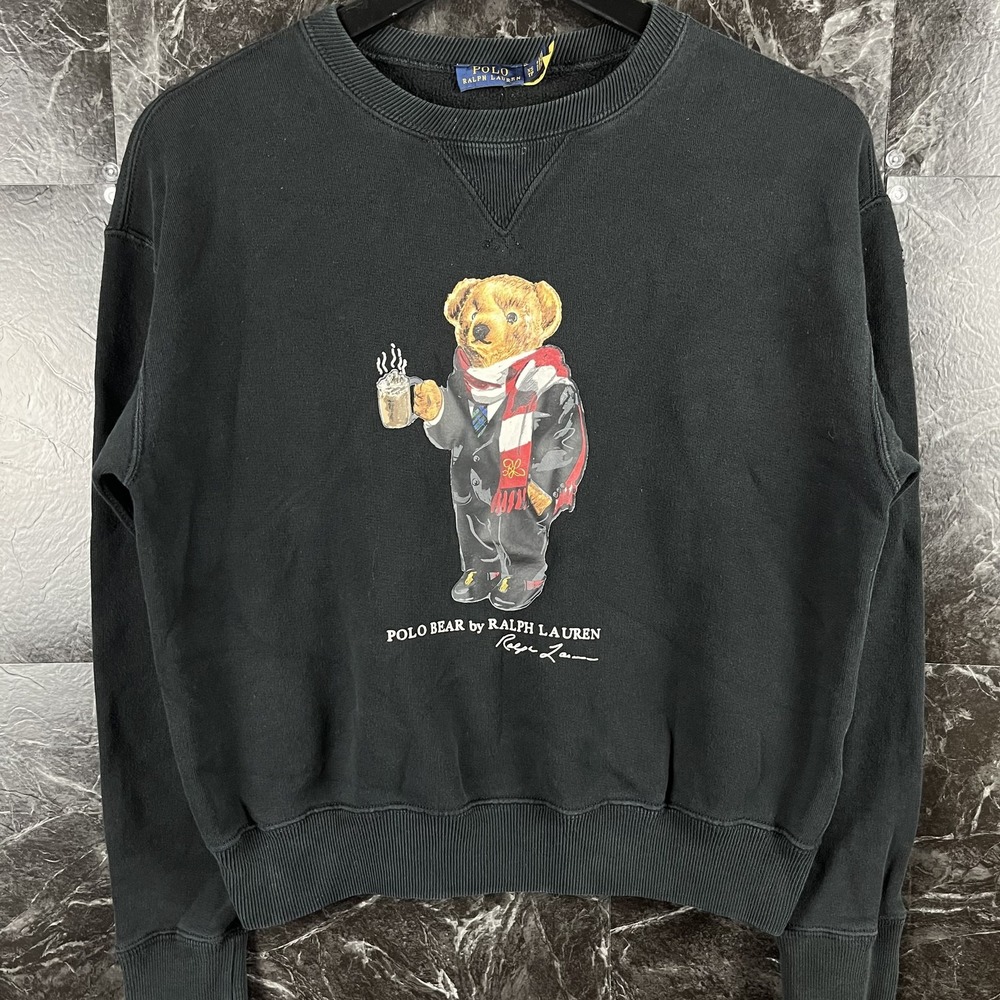 Polo Ralph Lauren Women's Black Suit Polo Bear Sweatshirt XS -Flaws